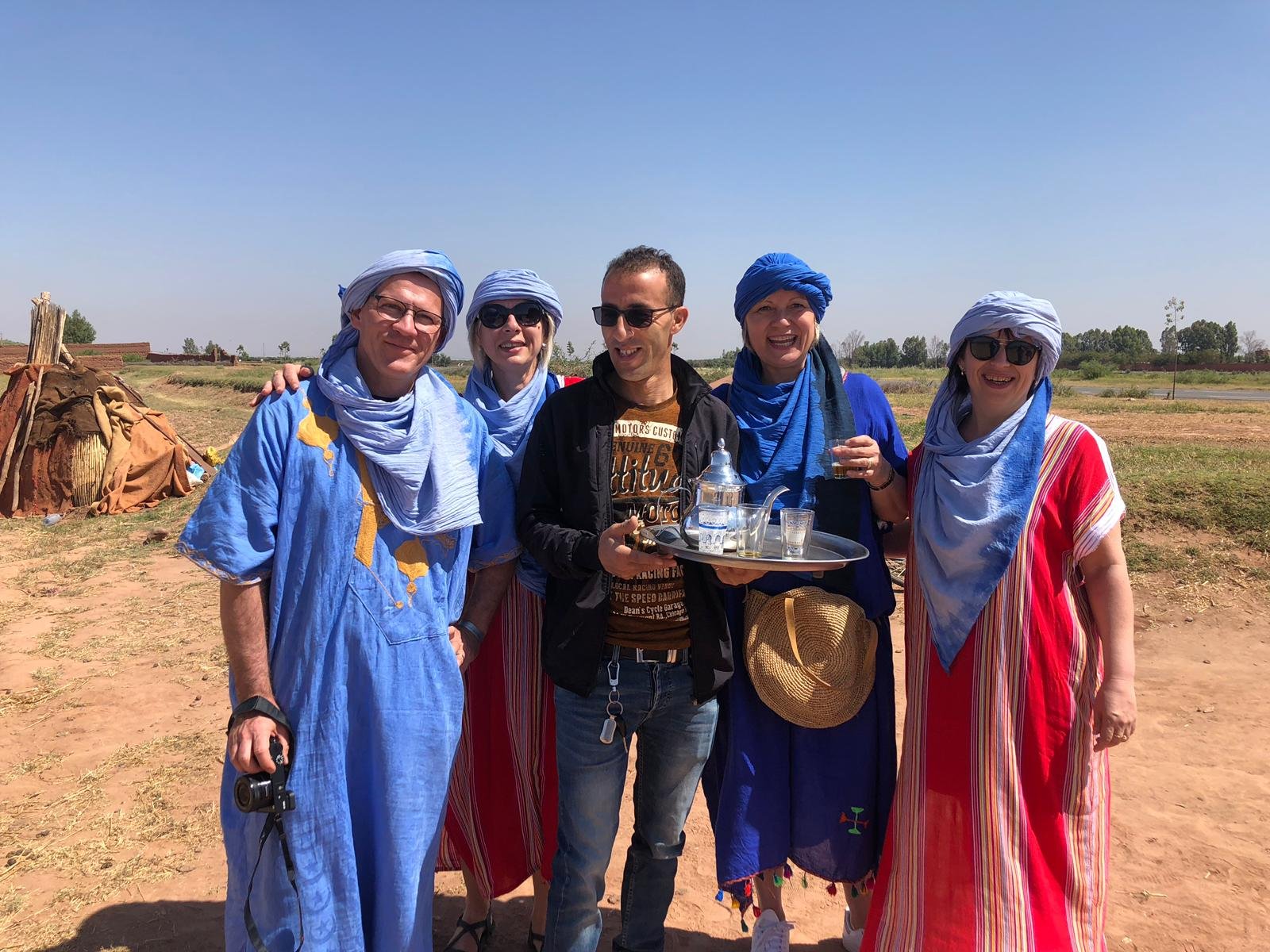 Travellers with Morocco Unique Tours in traditional Berber turbans